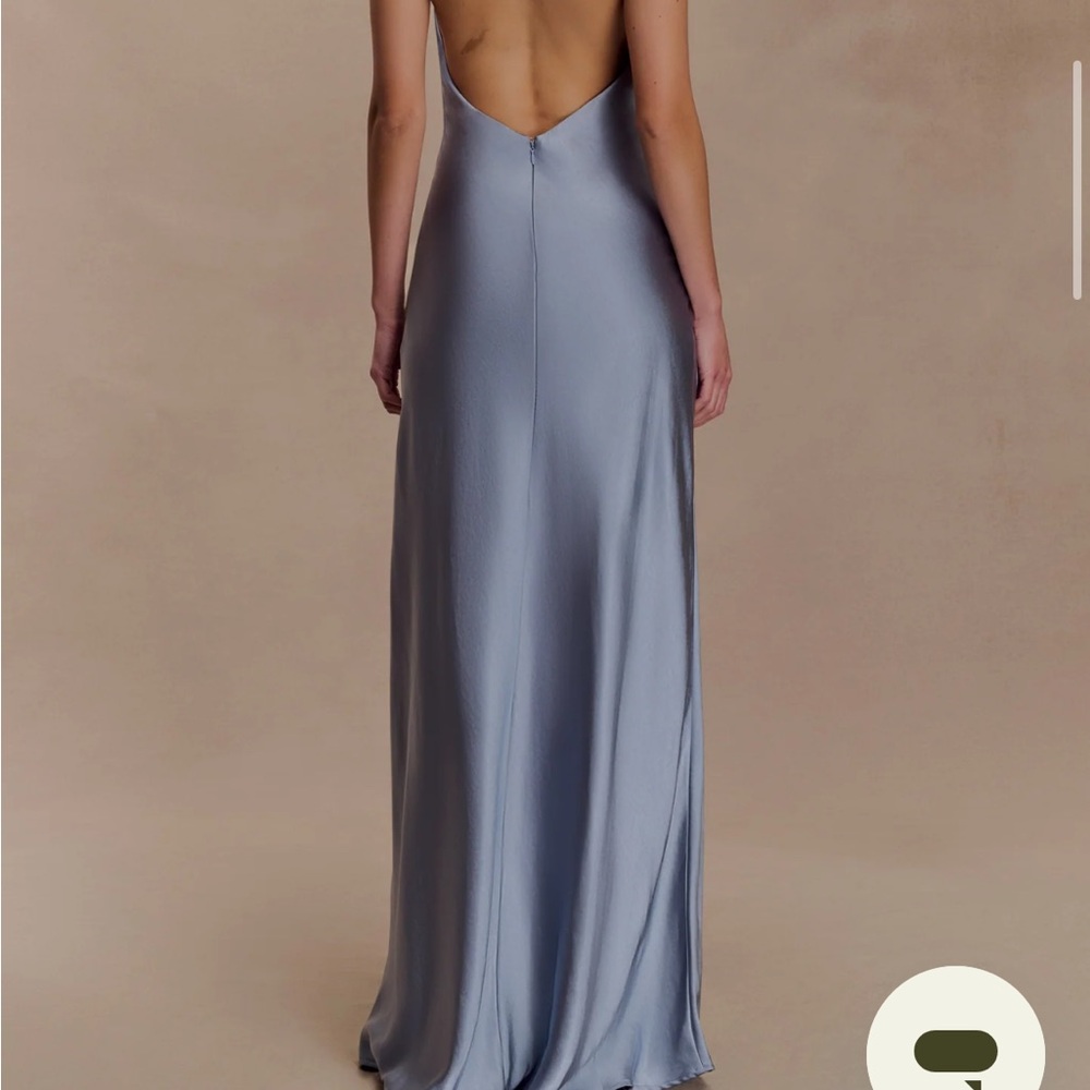 MESHKI Elegant Blue Satin Evening Gown